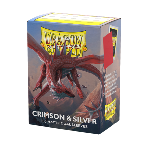 DS - Standard Dual Sleeves: Crimson & Silver [Matte] (100 Sleeves)